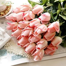 Zinmol 10 pcs PU Fake Artificial Silk Rose Real Touch Rose Flowers Home Decoration for Wedding Party Valentine's gift