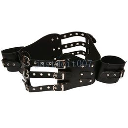 Bondage NEW Female Leather Arm Waist Thigh Wrist binder Restraint body harness Bind Lock #R56