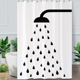 Waterproof Thicken White Polyester Shower Curtains Minimalist Bathroom Curtains Shower Head Print Bath Shower Curtain316m