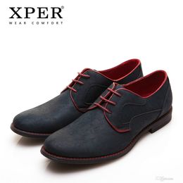 Size 40~46 Brand XPER Casual Men Dress Shoes Lace-Up Wear Comfortable Men Wedding Shoes #YM86518BL/BU