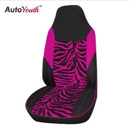AUTOYOUTH Front Car Seat Cover Universal Fit for Most Bucket Seat Zebra Print Car-Styling Pink Car Accessories 1PC