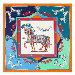 New Arrival Twill Silk Scarf Woman Square Scarf France War Horse Print Fashion Silk Scarf&Wraps Hijab Female Shawls 130cmx130cm