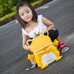 Kids Backpack Kindergarten Girls Boys School Bags Children Cartoon Frog Shoulders Bags Prevent Kids Lost Rope Design Travel Shopping Bags