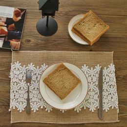 Retro White Lace Linen Doily Placemat Tea Jute Mat Wedding Party Decoration Table Pads Non-slip Insulation ZA6185