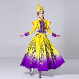 Stage wear for Singers long Mongolian costume Dance clothing ethnic minority dress Chinese performance Folk Dance apparel