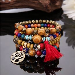 thanksgiving beads canada best selling thanksgiving beads from top europe and the united states jewelry bohemia style multi layer wooden beads tree life bracelet elastic hand string free shipping g107s