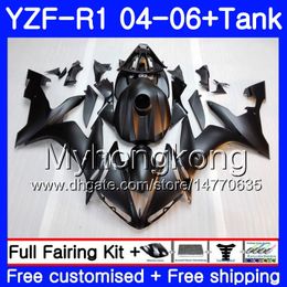 -Corps + réservoir noir mat brillant pour YAMAHA YZF R 1 YZF-1000 YZF 1000 YZFR1 04 05 06 232HM.16 YZF1000 YZF-R1 04 06 YZF R1 2004 2005 2006 Carénage