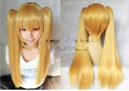 Free shipping++++ New Long Mixed Gold Blonde Cosplay Straight Wig +Two Clip On Ponytail Anime wig