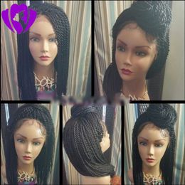 High quality 200densityDensity Braided Lace Front black/brown/bury/blonde women style Synthetic Hair Micro Havana Twist Wigs