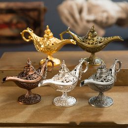 Fairy Tale Aladdin Magic Lamp Vintage Censer Creative Metal Aroma Burner Multi Color Incense Burners New Arrive