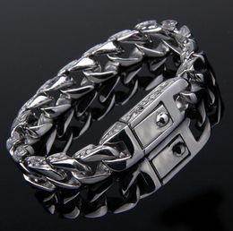 11mm Punk Stainless Steel Men's Charm Bike Biker Chain Bracelets Retro Hiphop Mens Curb Cuban Bracelets High Quality Cool Male Bangle Jewellery Accessory 18-22cm