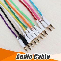 Candy Color Braided Fabric DC3.5mm to 3.5 Male to Male Audio Cable for iphone Headphone Car Aux Free Shipping 300pcs/lot