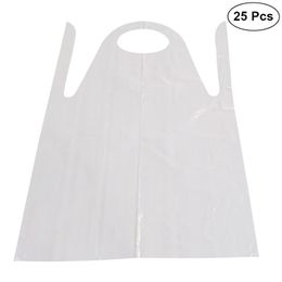 25Pcs Disposable Aprons Antifouling Waterproof Oil Proof PE Plastic Aprons For Messy Activities Cooking Painting