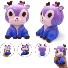 Wholesale Galaxy Cute Kawaii Cartooon 12*8.5CM Deer Cream Scented Squeeze Squishy Strap Funny Gadgets Anti Stress Novelty Antistress Toy