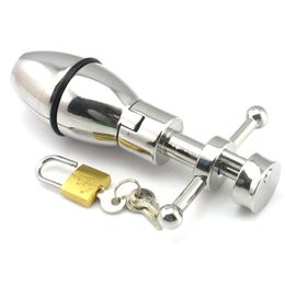 Sex Shop 304 Stainless Steel Metal Openable Anal Plugs Heavy Anus Beads Lock with Handles Sex Toys for Men Women Sex Products Y1892803