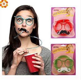 1Set DIY Creative Straws Funny Mustache/Beard Glasses Straws Baby Birthday/Wedding Party Decoration Drinking Straws Kids Toys
