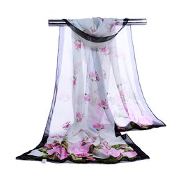 2018 Summer Print Silk Scarf Oversized Chiffon Scarf Women Pareo Beach Cover Up Wrap Sarong Sunscreen Long Cape Female