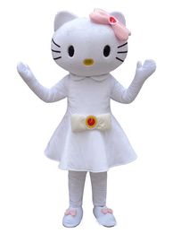 2018 High quality Mascot Costume Cute kitty Halloween Christmas Birthday Character Costume Dress Animal White cat Mascot Free Shipping