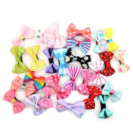 Elecool 100pcs Mini Hair Clips Bow Hairgrips Sweet Girls Solid Dot Stripe Printing Headbands Salon Hairpins Hair Styling Tool