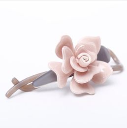 Hot Sale Middle hair pins and clips Korea Pink flower hair barrettes French Acetate Blooming Flower Fashion Hairpins SA011