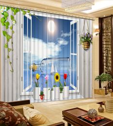 Kitchen Window Curtains Drift bottle full moon Fashion 3D Home Decor Luxury Curtain For Living Room European Style