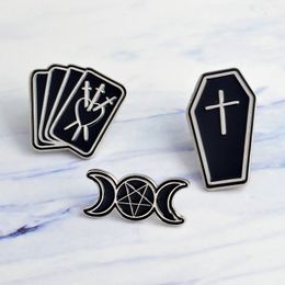 Miss Zoe Coffin Moon Star Poker Black Goth Gothic Pins Brooches Denim Jacket Pin Buckle Shirt Badge Fashion Gift for Friend