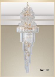 LED Modern Crystal Chandeliers Lights Fixture American Golden Long K9 Crystal Chandelier Hotel Lobby Hall Stair Way Home Inoodr Lighting