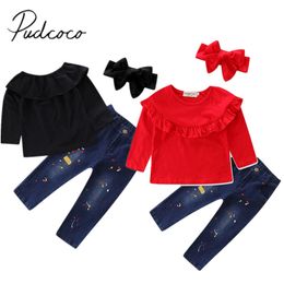 2017 Brand New Toddler Infant Kids Baby Girl Solid T-Shirt Tops Denim Jeans Pants 3Pcs Sets Fashion Clothes Autumn Outfit 2-7T