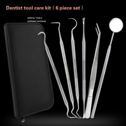 GDGY 6pcs Dental Tools ,Dental tweezers Tartar Scraper and Sickle Scaler,Remover Teeth with Mouth Mirror Teeth Cleaning Tools for Home Use