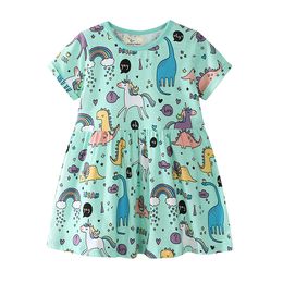 Baby Clothes 2018 Newborn Kids Girls Dress Baby Stripe Cartoon Animal Printed Cotton Short Sleeve Dress Sundress Girls Clothes Baby Outfits