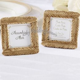 Free shipment 30PCS Gold Resin Feather Mini Photo Frame Place Card Holder Wedding Favors Party Decor Event Gift Anniversary Supplies