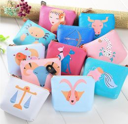Creative Cartoon twelve constellations coin purse most popular girl purses luxury women pu wallet wholesale small coin gift pouch