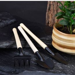 Mini set utomhus bonsai trädgård verktyg handgjorda växt plantering blomma spade / skovel trädgård handverktyg tredelade