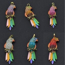 Vintage Long Jewelry Fashion Sweater Necklace Bird Exquisite Colourful Enamel Crystal Animal Parrot Women Elegant Jewelry