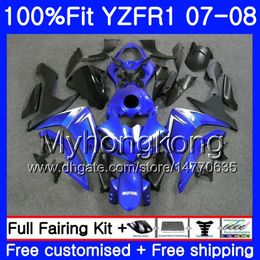 Injection light blue black Body For YAMAHA YZF R 1 YZF 1000 YZFR1 07 08 227HM.13 YZF R1 07 08 YZF1000 YZF-1000 YZF-R1 2007 2008 Fairing Kit