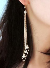 new hot Europe and America popular diamond water diamond zirconium earrings long hair line fashion classic exquisite