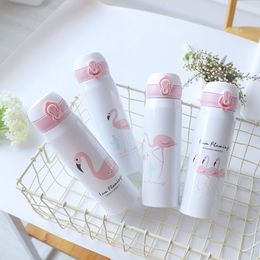 cute tumblers Australia - Fashion Car Vacuum Cup Cute Flamingo Pattern Stainless Steel Water Bottle High Temperature Resistant Tae Tumbler For Sport 15yz BB