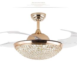 42 inch Modern Fans Lights Invisible Fan Ceiling Fan 220V 110V LED Chandelier with Remote Control Living Room Pendant lamp