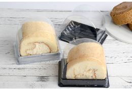 Transparent PP Plastic Cake Box Single Cake Roll Boxes Bottom Swiss Roll Boxes Food Packaging wen5789