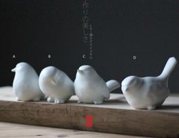 4pcs cute ceramic bird figurines home decor ceramic kawaii ornament crafts room decoration porcelain animal figurines gift