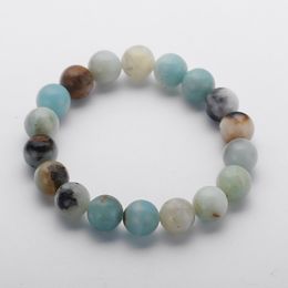 MOODPC New Design Energy Bracelets Made By 10mm Beautiful Natural Amazonite Stone Bracelet bangle