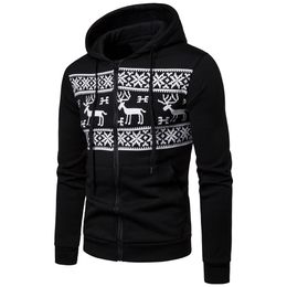 Feitong Mens Hoodie Sweatshirts Christmas Printed Zipper Jumper Pullover Tops Long Sleeve Winter Hooded Sweatshirt Clothes 30