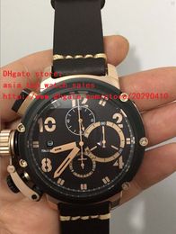 Luxury r 48 mm Quartz Chronograph High Quality Rose gold black Dial Sapphire Mirror fashion men watch