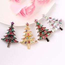 Colourful Crystal Christmas Tree Brooches for Women Vintage Exquisite Pins Gift Sweater Dress Accessories Jewellery For Xmas Gift