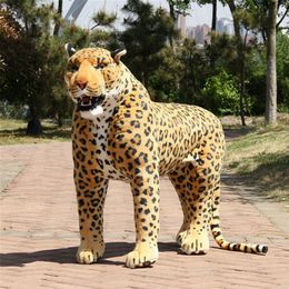 Dorimytrader Huge Prestige Simulation Animal Leopard Plush Toy Large Emulational Animal Panther House Decoration Gift 43inch 110cm DY60816