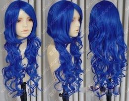 Beautiful long blue color curly hair full wig