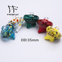 Colourful Smoke Glass Bubble Carb Cap 2 Sides For Use OD 35mm Fit Quartz Banger Nails with 25mm Bowl Dab Rigs Bongs