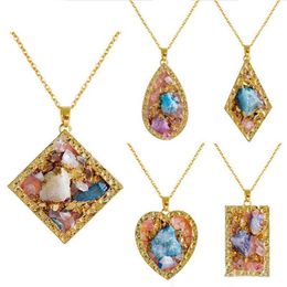 new Natural big gem crystal stone Gemstone Necklace Pendants original natural stone collar choker Necklace for women Jewelry