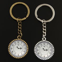 New clock pocket watch key Chain For Men Silver Metal Keychain Car Key Ring Simple Glass Cabochon Key Holder Party Gift Jewelry