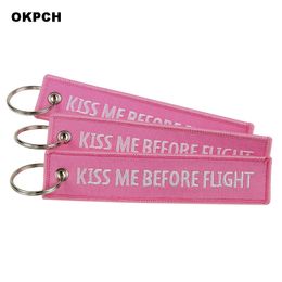 Fashion Motorcycle Keychain Kiss Me Before Flight llaveros Keychains Bijoux